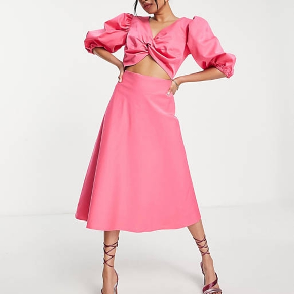 FINAL PRICE Collective the Label Petite Barbie Pink Puff Sleeve Dress 0 - Picture 1 of 7